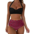 thumbnail image 1 of Lopeceal Women Two Piece Vintage Swimsuit Retro Halter Ruched High Waist Bikini with Bottom, 1 of 6