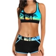 thumbnail image 1 of Lopeceal Women's 2 Piece Bandage Sporty Bathing Suit Scoop Neck Boyshorts Bikini Swimsuit, 1 of 4