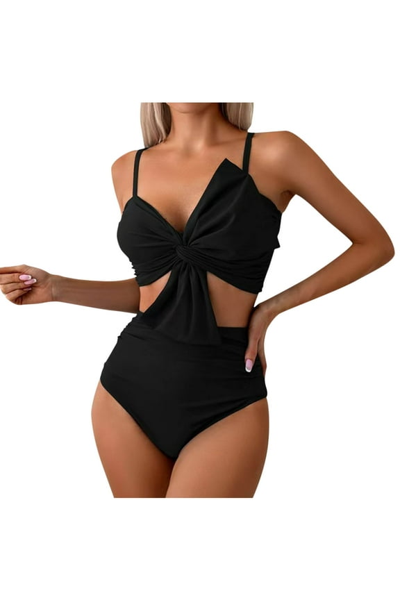 Women's 2 Piece High Waist Bow Bikini Set Twist Swimsuit Bathing Suits