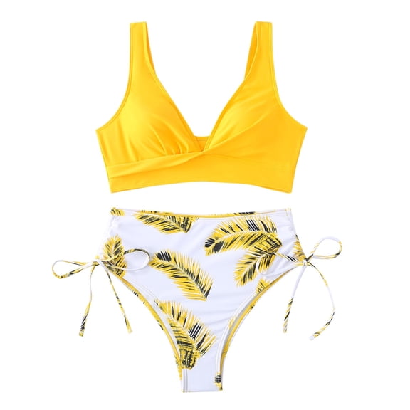 Lopeceal Women's 3 Piece Textured High Cut Halter Triangle Bikini Swimsuit with Cover Up