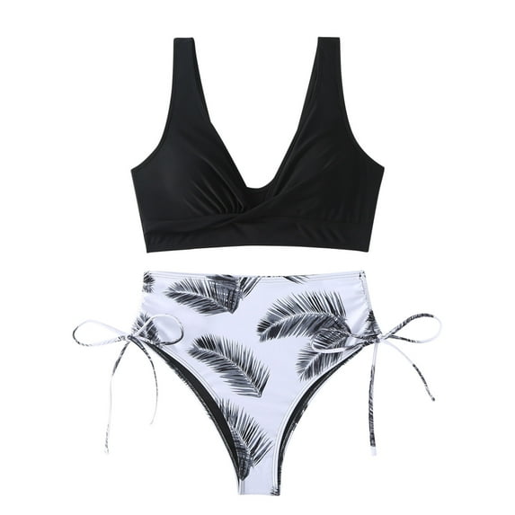 Lopeceal Women's 3 Piece Textured High Cut Halter Triangle Bikini Swimsuit with Cover Up