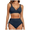 thumbnail image 1 of Lopeceal Women's Bikini Sets Two Piece Swimsuit V Neck High Waisted Ruched Tummy Control Summer Bathing Suit, 1 of 6