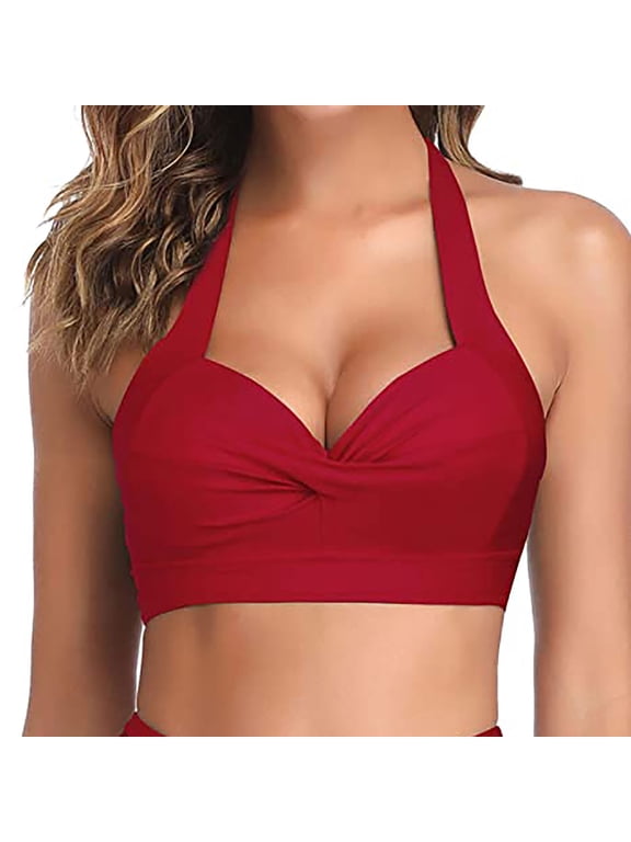 Women's Bikini Top - Push Up, Halter, Retro, Padded Swimsuit Top