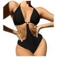 thumbnail image 1 of Lopeceal Women's Chain Linked Cut Out Halter One Piece Swimsuit Tummy Control Bathing Suit, 1 of 5