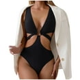 thumbnail image 1 of Lopeceal Women's Deep V Neck One Piece Swimsuit O-Ring Swimwear Sexy Cut Out Bathing Suit, 1 of 7
