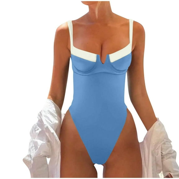 Lopeceal Women's High Cut Cheeky One Piece Swimsuit Underweired Swimwear Push up Bathing Suit