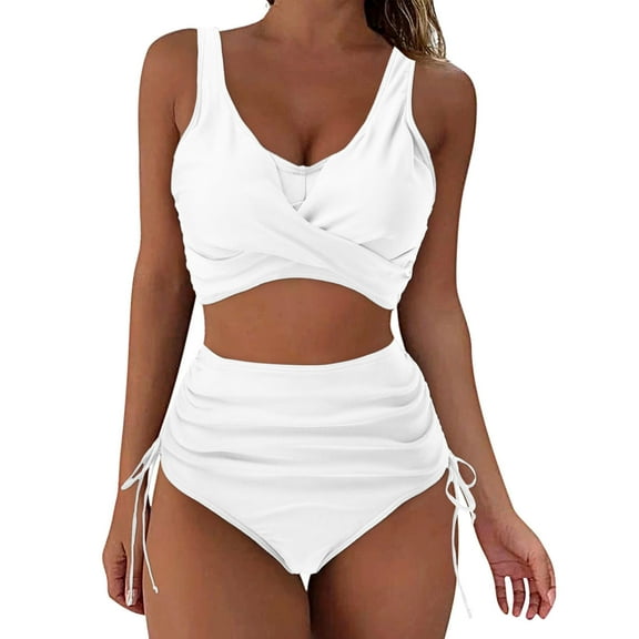 Lopeceal Women's High Waisted Bikini Twist Front Tie Back 2 Piece Swimsuits