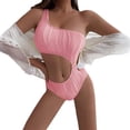 thumbnail image 1 of Lopeceal Women's O-Ring Cutout One Piece Swimsuit High Cut Bathing Suit One Shoulder Tummy Control Modest Coverage Swimwear, 1 of 5