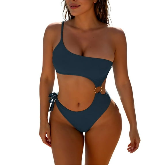 Lopeceal Women's One Piece Swimsuit One Shoulder Bathing Suit Sexy Cutout Tummy Control Summer Swimwear