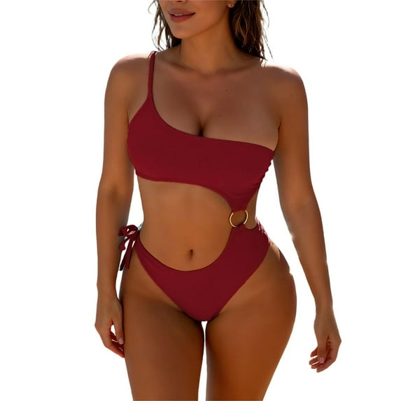 Lopeceal Women's One Piece Swimsuit One Shoulder Bathing Suit Sexy Cutout Tummy Control Summer Swimwear