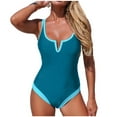 thumbnail image 1 of Lopeceal Women's One Piece Swimsuit Scoop Neck Front Bathing Suit Racer Back Wide Straps Color Blocked Trim, 1 of 7