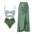 thumbnail image 1 of Lopeceal Women's One Piece Swimsuit with Cover up Set Beach Wrap Skirt Retro Bikini Set Two Piece Bathing Suit with Cover up, 1 of 2
