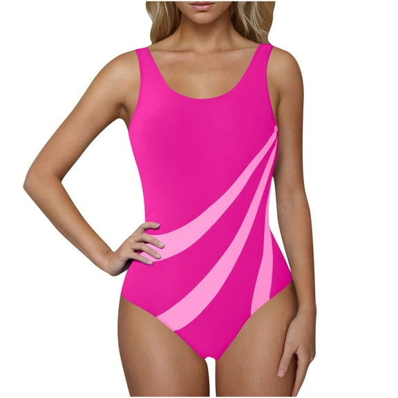 Lopeceal Women's One Piece Swimsuits Sport Slimming Tummy Control Bathing Suits Color Block Athletic Racerback Swimsuits