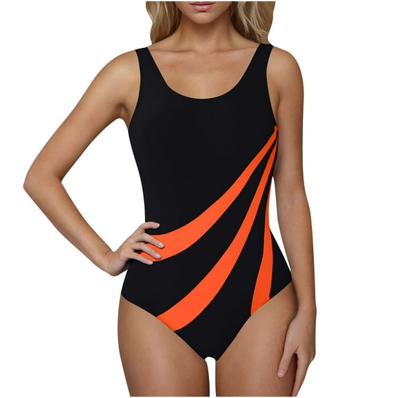 Lopeceal Women's One Piece Swimsuits Sport Slimming Tummy Control Bathing Suits Color Block Athletic Racerback Swimsuits
