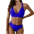 thumbnail image 1 of Lopeceal Women's Push Up V Neck Bikini Sets Criss Cross Back Two Piece Bathing Suit, 1 of 4