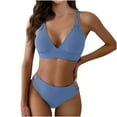thumbnail image 1 of Lopeceal Women's Push Up V Neck Bikini Sets Criss Cross Back Two Piece Bathing Suit, 1 of 4