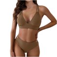 thumbnail image 1 of Lopeceal Women's Push Up V Neck Bikini Sets Criss Cross Back Two Piece Bathing Suit, 1 of 4