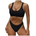 thumbnail image 1 of Lopeceal Women's Ribbed Bikini Sets Scoop Neck Cheeky Swimsuit Textured Two Piece Bathing Suit, 1 of 8
