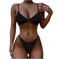 thumbnail image 1 of Lopeceal Women's Ribbed O-Ring String Bikini Swimsuit Cheeky Thong Swimwear Two Pieces Bathing Suit, 1 of 5