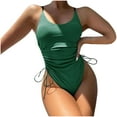 thumbnail image 1 of Lopeceal Women's Ruched Knot Side One Piece Swimsuit Tummy Control Ruched High Cut Cheeky Monokini Bathing Suits, 1 of 5