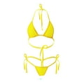 thumbnail image 1 of Lopeceal Women’s Sheer Extreme Swimsuit Bikini Halterneck Top and Tie Sides Micro Bikini Thong Sets, 1 of 2
