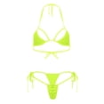 thumbnail image 1 of Lopeceal Women’s Sheer Extreme Swimsuit Bikini Halterneck Top and Tie Sides Micro Bikini Thong Sets, 1 of 2
