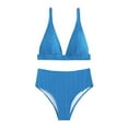 thumbnail image 1 of Lopeceal Women's Textured V Neck Bikini High Waist Swimsuit Set Solid Two Piece Bathing Suit, 1 of 7