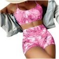 thumbnail image 1 of Lopeceal Women's Tie Dye Ruched Bikini Sets 2 Piece Bathing Suit High Waist Swimsuit with Shorts, 1 of 7