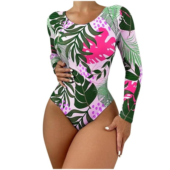 Lopeceal Women's Tropical Print Tummy Control Cut Out Crisscross Back One Piece Swimsuit