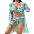 thumbnail image 1 of Lopeceal Women's Tropical Swimsuit Floral Printed Bathing Suit Sexy Bikini Sets with Long Beach Cover Ups 3 Piece Hawaiian Outfits, 1 of 8