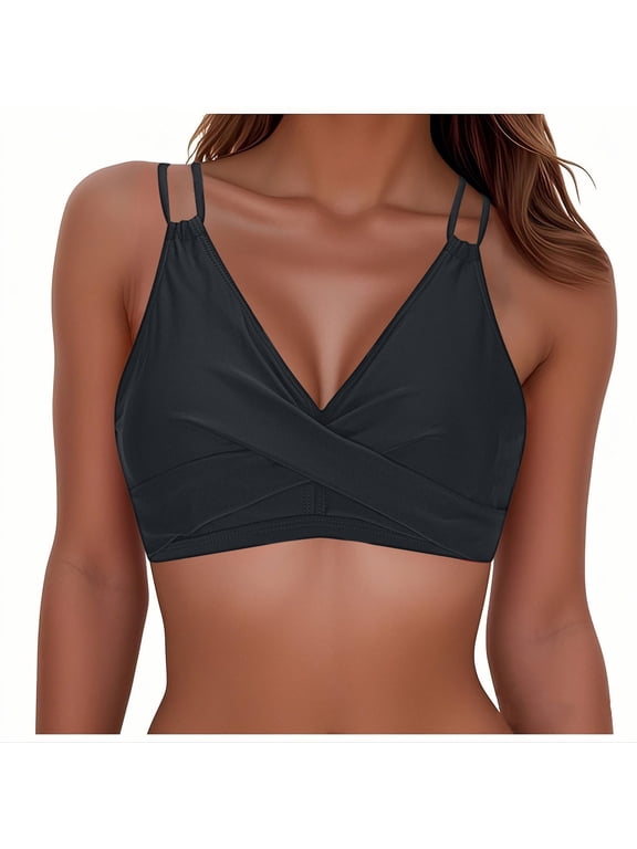 Women's Twist Front Bikini Tops - Push Up Bathing Suit Top Padded Swimsuit Top