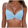 thumbnail image 1 of Lopeceal Women's Twist Front V Neck Bikini Top Padded Adjustable Spaghetti Straps Bathing Suit Tops Only, 1 of 5