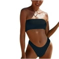 thumbnail image 1 of Lopeceal Women's Two Piece Bandeau Swimsuit Ribbed Strapless Tube Bikini Top with Mid Waist Cheeky Bottom Bathing Suit, 1 of 8