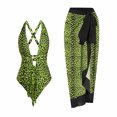 thumbnail image 1 of Lopeceal Women's V Neck Print One Piece Swimsuit Summer Beachwear with Sarongs for Beach Tropical Vacations, 1 of 8