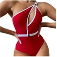 thumbnail image 1 of Lopeceal Womens Cutout One Piece Swimsuit One Shoulder High Cut Slimming Swimwear Monokini Color Block Backless Bathing Suit, 1 of 8