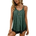 thumbnail image 1 of Lopeceal Womens Plus Size Tank Tops Button Down Round-neck Criss Cross Back Sleeveless Shirts Ruffle Loose Going Out Shirt, 1 of 6