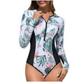 thumbnail image 1 of Lopeceal Womens Rash Guard Long Sleeve One Piece Swimsuits Zipper Front with Boy Shorts Swim Shirt Uv Protection UPF 50, 1 of 8