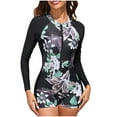 thumbnail image 1 of Lopeceal Womens Rash Guard Long Sleeve One Piece Swimsuits Zipper Front with Boy Shorts Swim Shirt Uv Protection UPF 50, 1 of 7