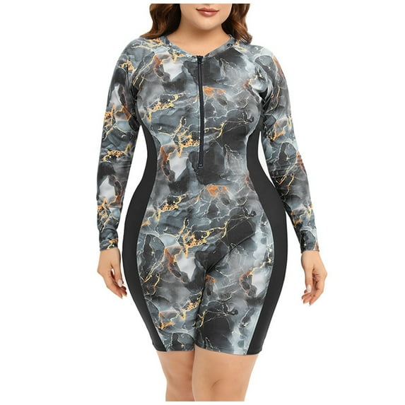 Lopeceal Womens Rash Guard Swimsuit Boyleg Long Sleeve One Piece Bathing Suit UPF 50 Zipper Surfing Wetsuit Athletic Swimwear