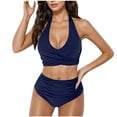 thumbnail image 1 of Lopeceal Womens Tummy Control Bathing Suits Modest High Waisted Bikini Sets Cute Halter 2 Piece Swim Suit, 1 of 5