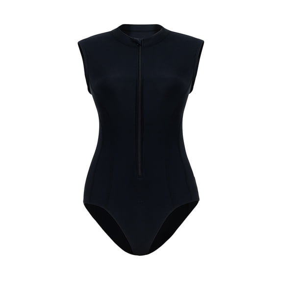 Lopeceal Womens Zip Front Surfing Swimsuits One Piece Rash Guard Beach Sleeveless Swimwear Sexy Tummy Control Bathing Suits