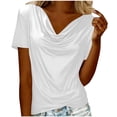 thumbnail image 1 of Lopecy-Sta 2026 Cowl Neck Tops for Women Solid Color Fashion Dressy Casual Short Sleeve Shirts Summer Clothes Outfits, 1 of 7