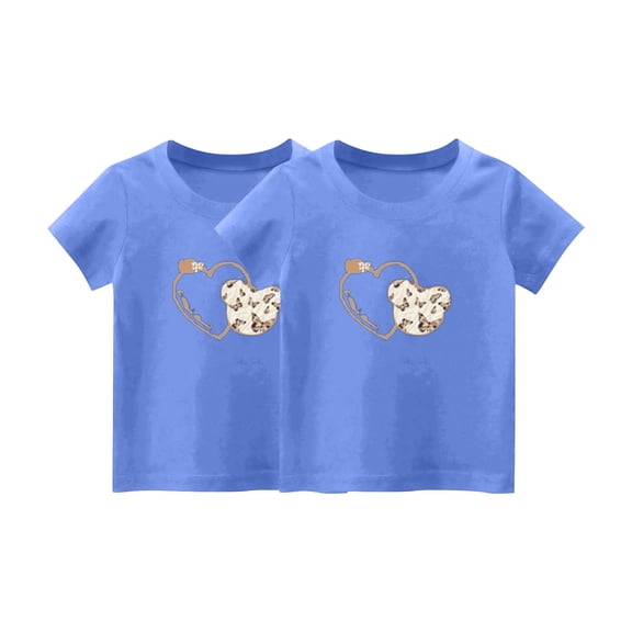 Lopecy-Sta 2PC Summer Fashion Girls Basic Cotton Short Sleeve Tees Tops T-Shirts Packs Size 1-14Y