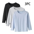 thumbnail image 1 of Lopecy-Sta 3-Pack Kids' Soft Breathable Long Sleeve T-Shirts - Solid Color Round Neck Top Set for Boys & Girls (Spring/Fall), 1 of 9