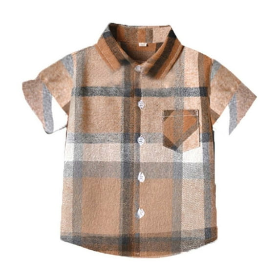 Lopecy-Sta Baby Boys Dress Shirts Short Sleeve Cute Summer Button Down Comfort T Shirt 12-18 Months