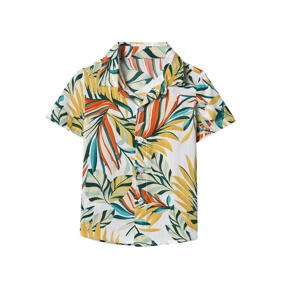 Lopecy-Sta Boy's Button Down Hawaiian Shirt Short Sleeve Kids Summer Beach Shirts for Boys Size 1-9 Years
