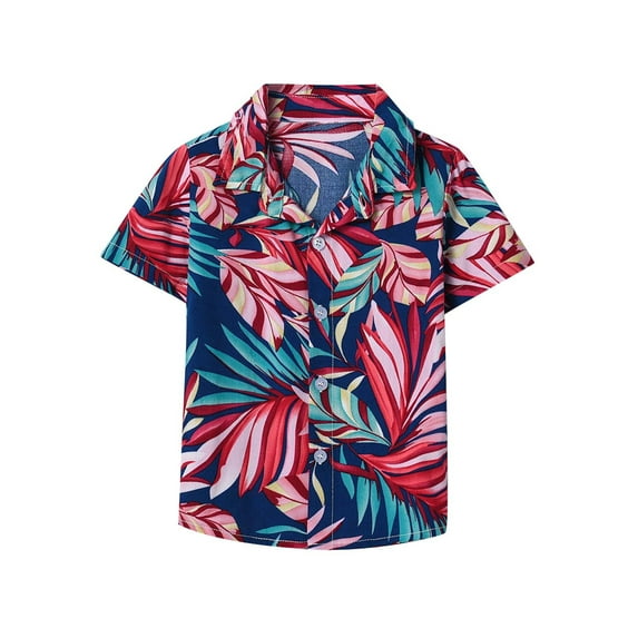 Lopecy-Sta Boy's Button Down Hawaiian Shirt Short Sleeve Kids Summer Beach Shirts for Boys Size 1-9 Years