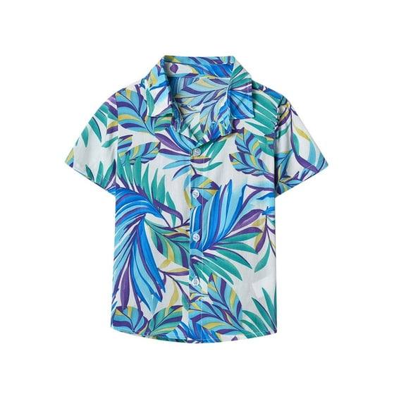 Lopecy-Sta Boy's Button Down Hawaiian Shirt Short Sleeve Kids Summer Beach Shirts for Boys Size 1-9 Years