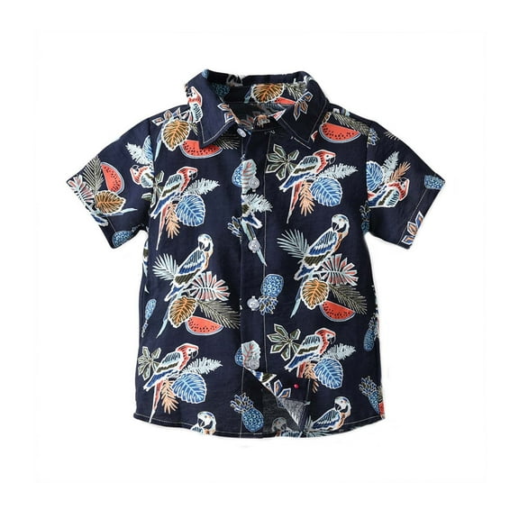 Lopecy-Sta Boy's Hawaiian Shirt Beach Casual Summer Shirt Floral Short Sleeve T Shirt Szie 1-9 Years