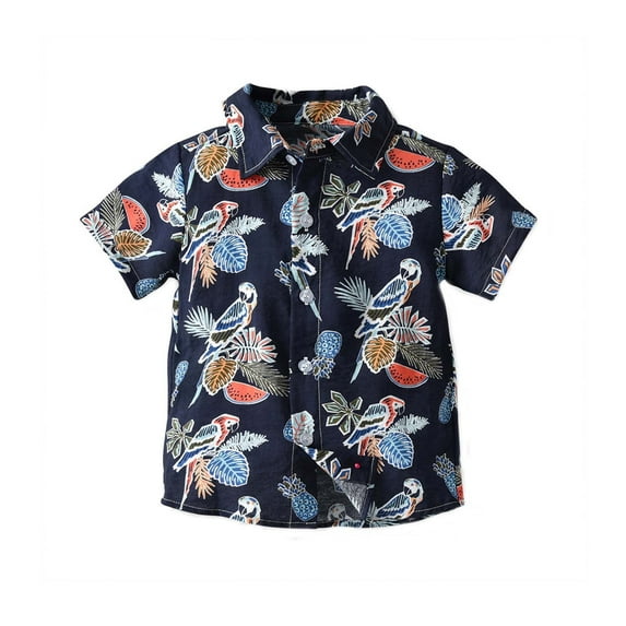 Lopecy-Sta Boy's Hawaiian Shirt Beach Casual Summer Shirt Floral Short Sleeve T Shirt Szie 1-9 Years